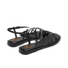 Sandalias planas Porronet verona negras de piel con tiras cruzadas