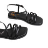 Sandalias planas Porronet verona negras de piel con tiras cruzadas