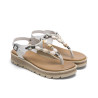 Sandalias cuña Porronet telma blancas de serraje con abalorios multicolor