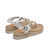 Sandalias cuña Porronet telma blancas de serraje con abalorios multicolor