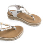 Sandalias cuña Porronet telma blancas de serraje con abalorios multicolor
