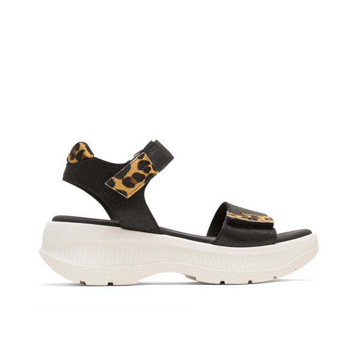 SANDALIA DEPORTIVA DE PLATAFORMA NEGRO LEOPARDO NAOMI PORRONET - Querol online