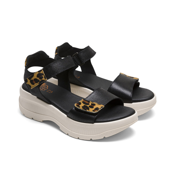 SANDALIA DEPORTIVA DE PLATAFORMA NEGRO LEOPARDO NAOMI PORRONET - Querol online