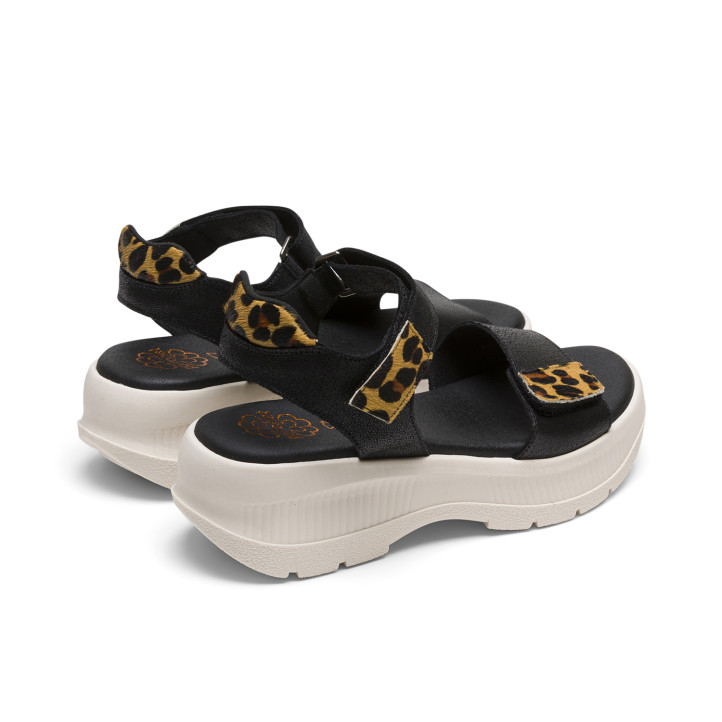 SANDALIA DEPORTIVA DE PLATAFORMA NEGRO LEOPARDO NAOMI PORRONET - Querol online