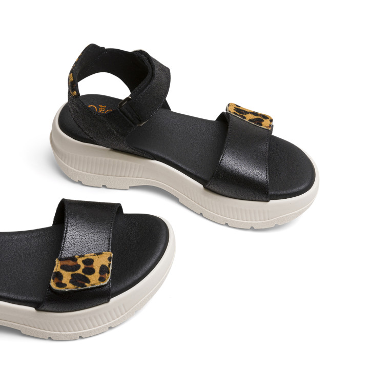SANDALIA DEPORTIVA DE PLATAFORMA NEGRO LEOPARDO NAOMI PORRONET - Querol online