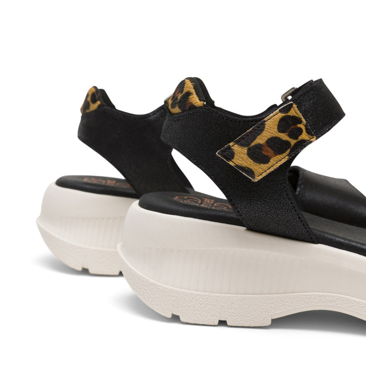 SANDALIA DEPORTIVA DE PLATAFORMA NEGRO LEOPARDO NAOMI PORRONET - Querol online