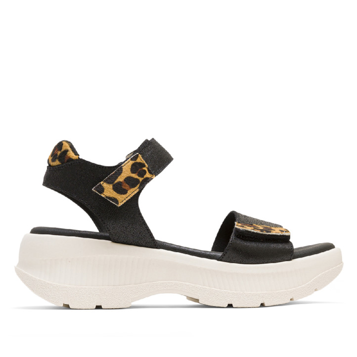 SANDALIA DEPORTIVA DE PLATAFORMA NEGRO LEOPARDO NAOMI PORRONET - Querol online