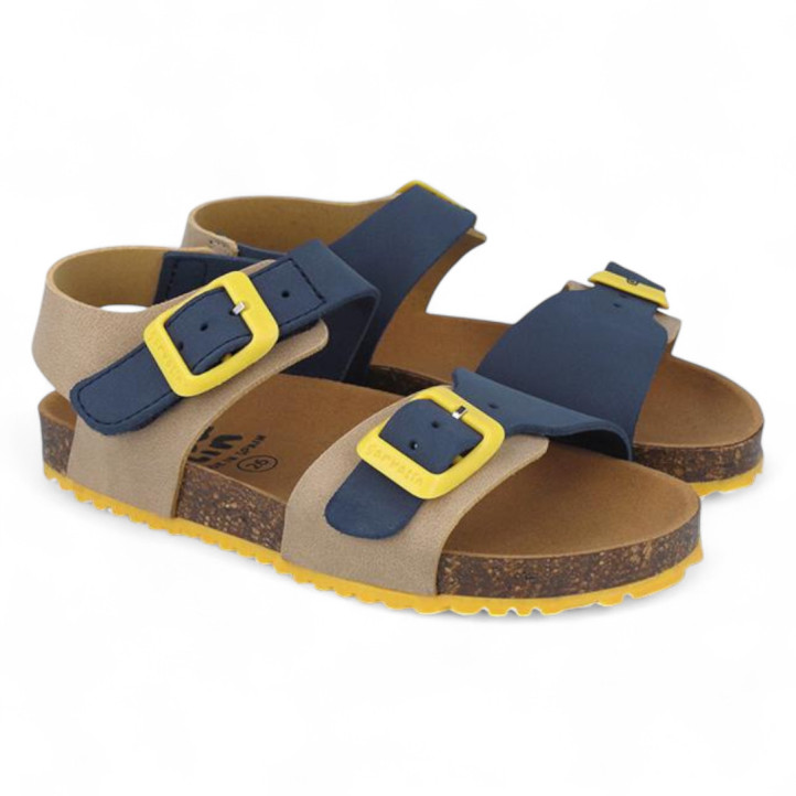 SANDALIAS GARVALIN DE NIñO BEIGE Y AZUL MARINO 252474B - Querol online