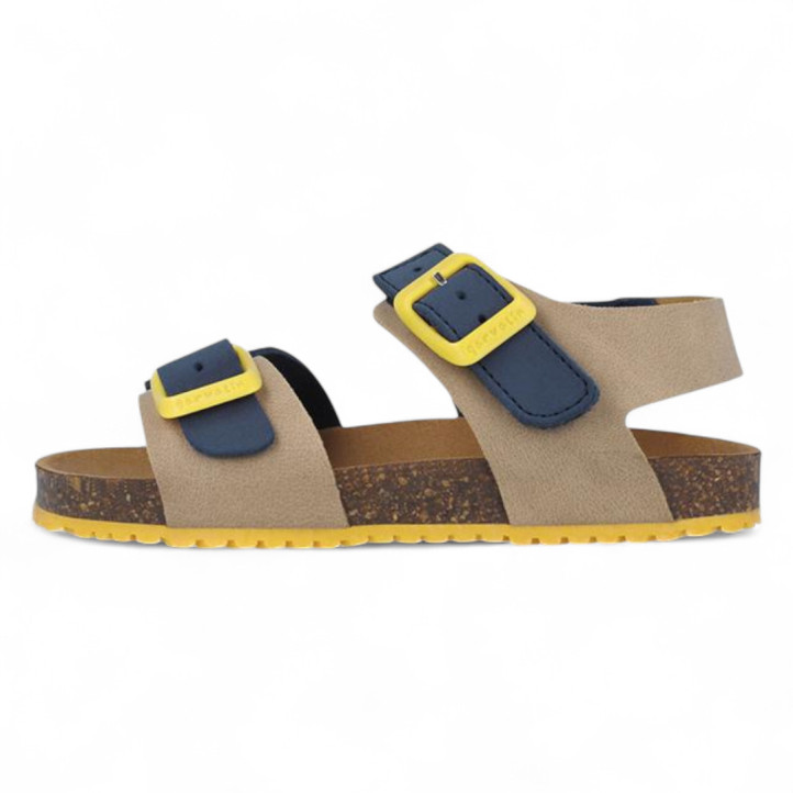 SANDALIAS GARVALIN DE NIñO BEIGE Y AZUL MARINO 252474B - Querol online