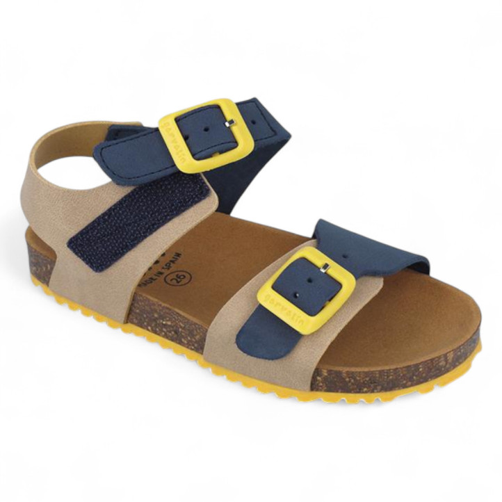 SANDALIAS GARVALIN DE NIñO BEIGE Y AZUL MARINO 252474B - Querol online
