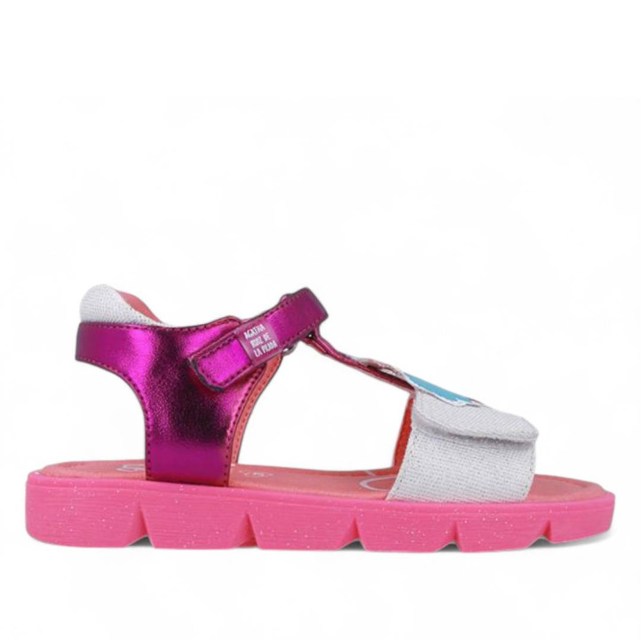 SANDALIAS AGATHA RUIZ DE LA PRADA DE NIñA FUXIA Y BLANCO 252971A - Querol online