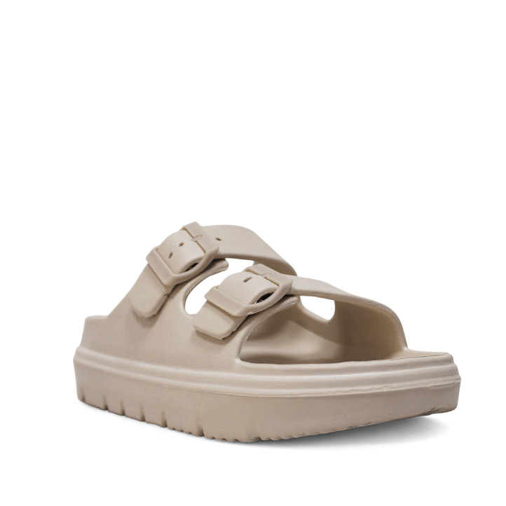 Sandalias plataformas Nicoboco sesil beige con doble hebilla y estilo bio - Querol online
