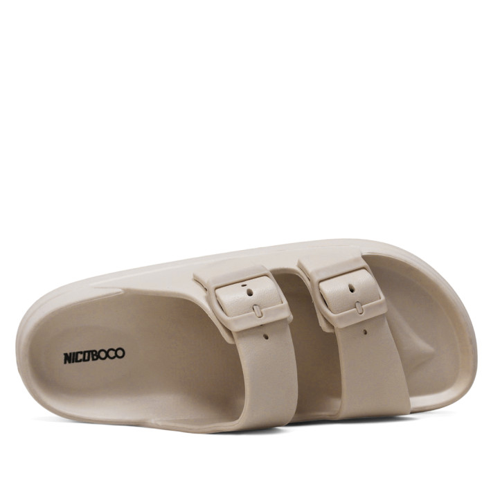 Sandalias plataformas Nicoboco sesil beige con doble hebilla y estilo bio - Querol online