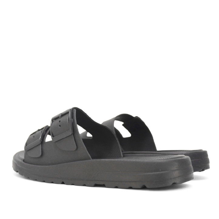 Chanclas Nicoboco lamber negras con doble hebilla - Querol online