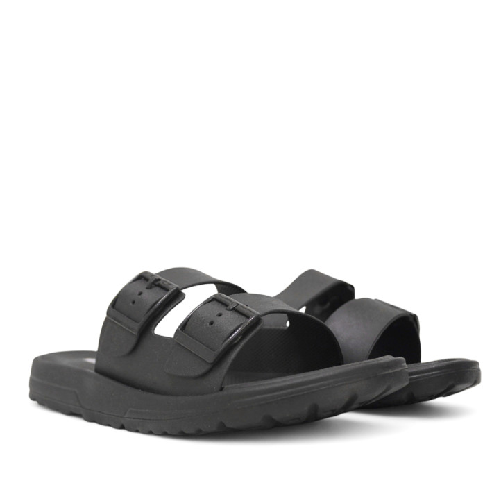 Chanclas Nicoboco lamber negras con doble hebilla - Querol online