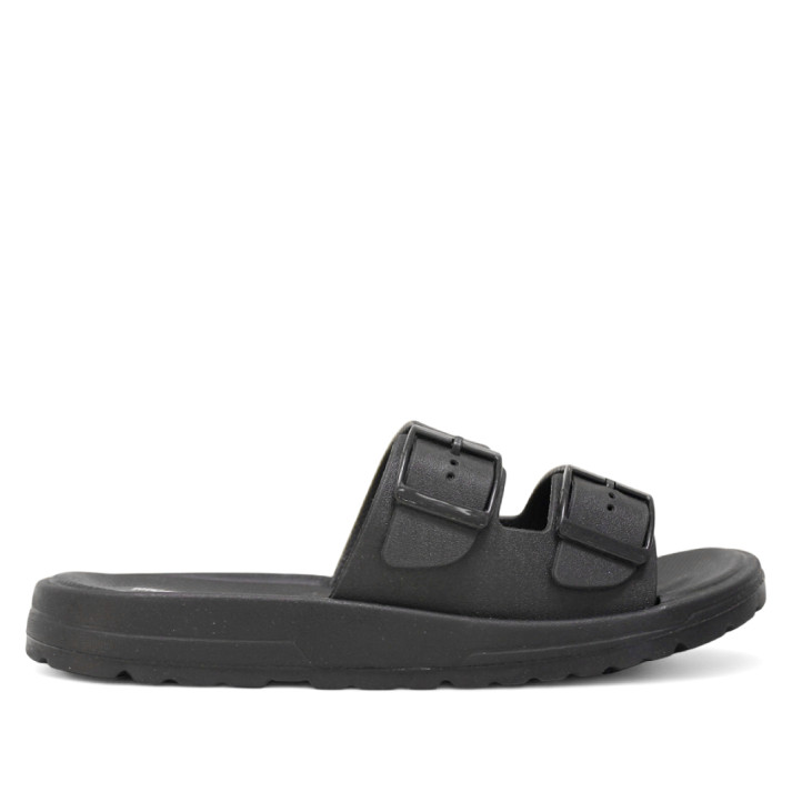 Chanclas Nicoboco lamber negras con doble hebilla - Querol online