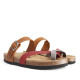 Sandalias planas marrones y rojas con ajuste con hebilla de piel - Querol online