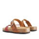 Sandalias planas marrones y rojas con ajuste con hebilla de piel - Querol online