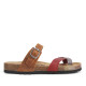 Sandalias planas marrones y rojas con ajuste con hebilla de piel - Querol online
