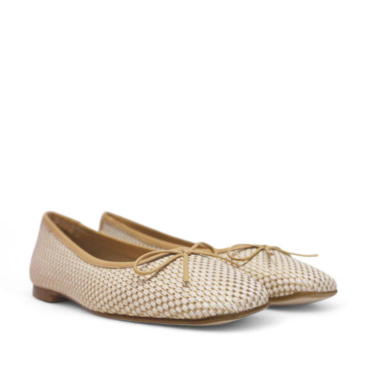 Bailarinas Redlove berta con material texturizado en beige y marrón - Querol online