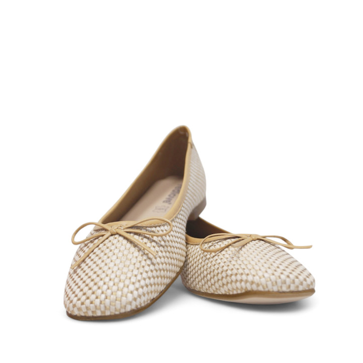 Bailarinas Redlove berta con material texturizado en beige y marrón - Querol online