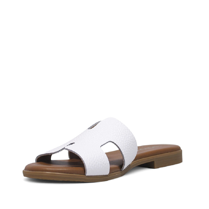 Sandalias planas Redlove cloe blancas con diseño geométrico de piel - Querol online