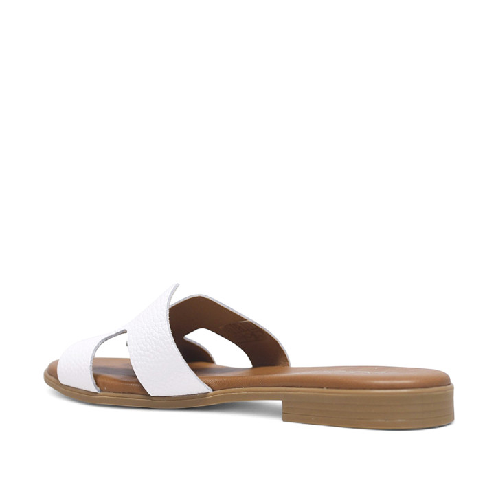 Sandalias planas Redlove cloe blancas con diseño geométrico de piel - Querol online