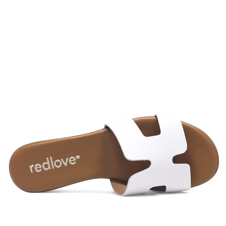 Sandàlies planes Redlove cloe blanques amb disseny geomètric de pell - Querol online