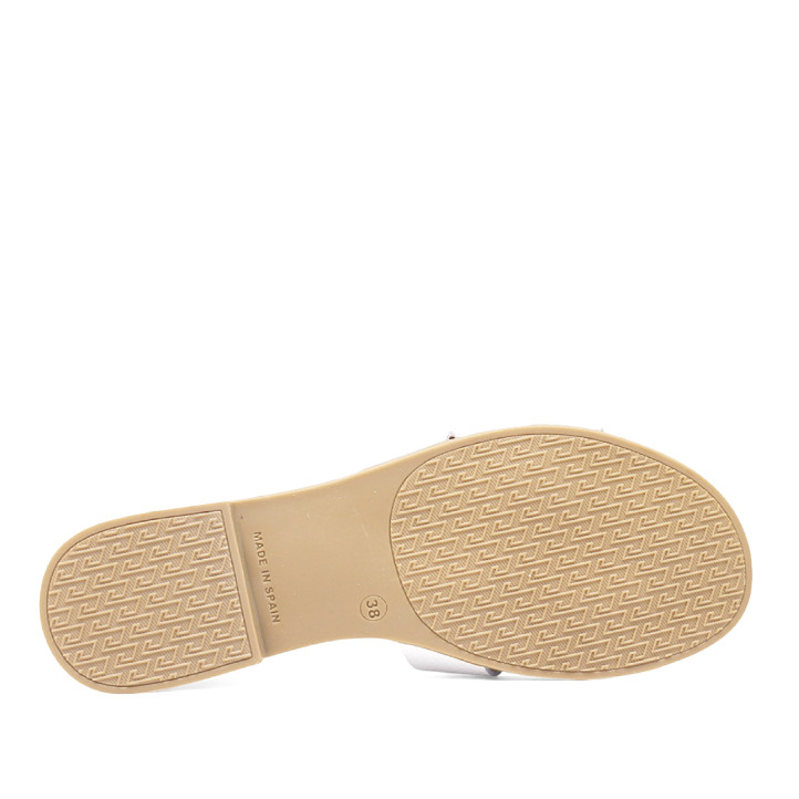 Sandalias planas Redlove cloe blancas con diseño geométrico de piel - Querol online