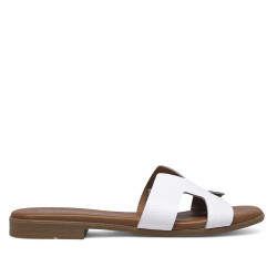 Sandalias planas Redlove cloe blancas con diseño geométrico de piel - Querol online