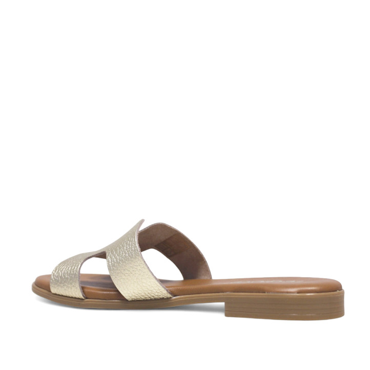Sandalias planas Redlove cloe doradas con diseño geométrico de piel - Querol online