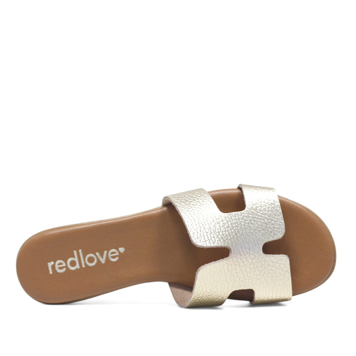 Sandàlies planes Redlove cloe daurades amb disseny geomètric de pell - Querol online