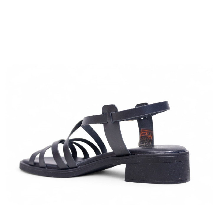 Sandalias tacón Redlove gala negras con tiras finas de piel - Querol online
