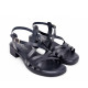 Sandalias tacón Redlove gala negras con tiras finas de piel - Querol online
