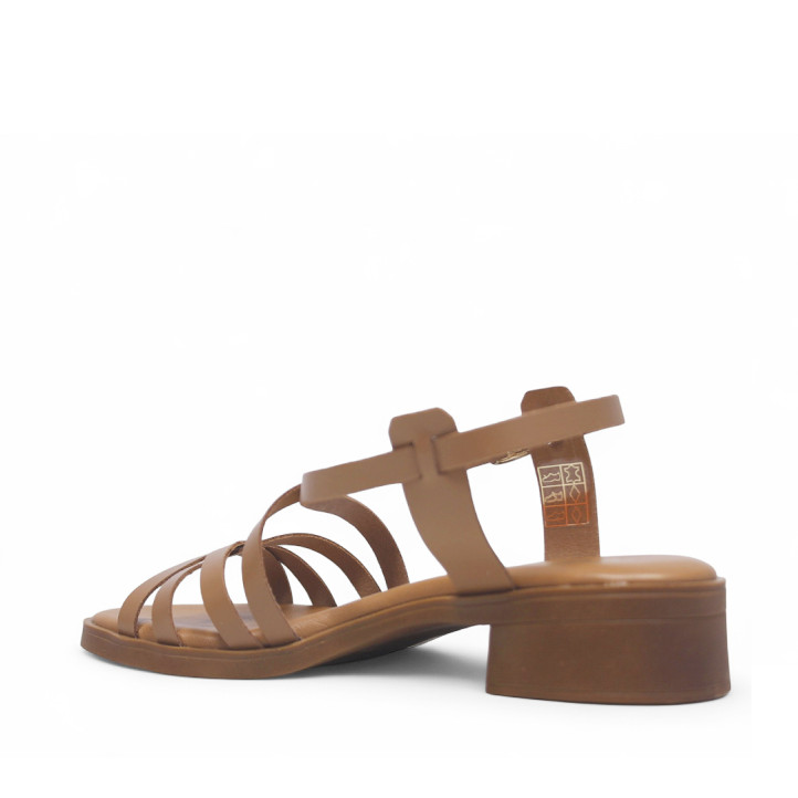 Sandalias tacón Redlove gala marrones con tiras finas de piel - Querol online