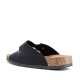 Sandalias negras estilo bio con doble hebilla dorada y suela efecto corcho - Querol online