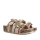 Sandalias cuña Stay con material trenzado de colores, hebilla tipo joya y estilo bio - Querol online