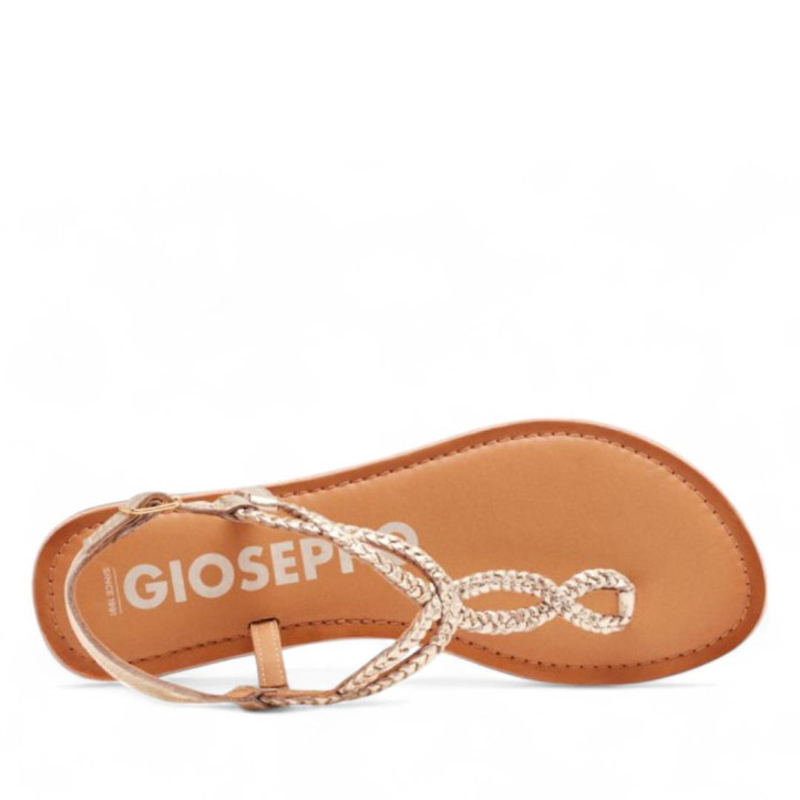 Sandàlies planes Gioseppo merignas daurades amb tires trenades de pell - Querol online