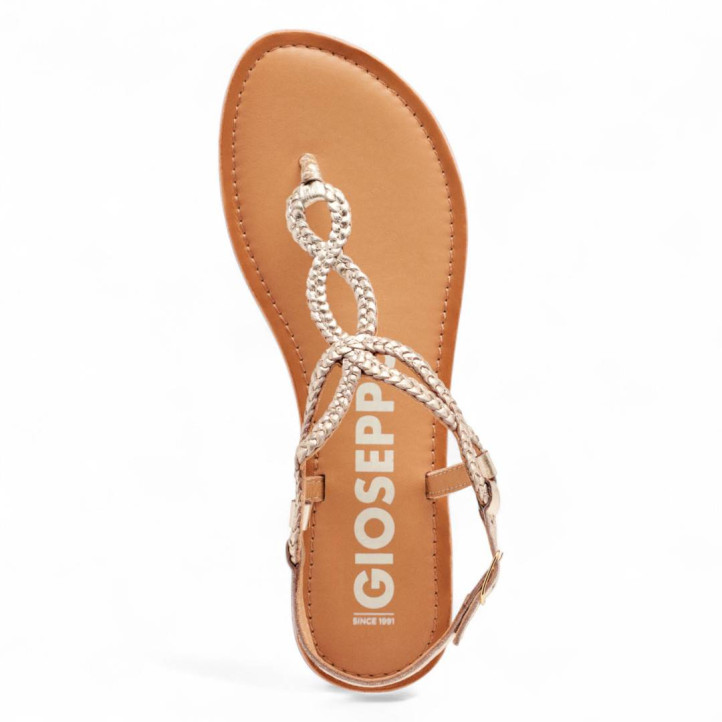 Sandàlies planes Gioseppo merignas daurades amb tires trenades de pell - Querol online