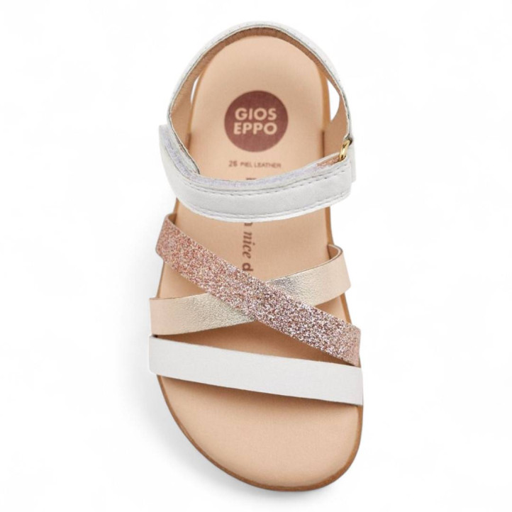 sandalias Gioseppo branford blancas con tiras brillantes de piel respetuosas - Querol online