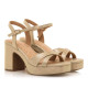 Sandalias tacón Mustang britt doradas con tiras cruzadas - Querol online