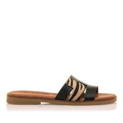 Sandalias planas Mustang alysa negras animal print cebra - Querol online