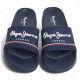 Chanclas Pepe Jeans slider original azules con detalles blancos y rojos - Querol online
