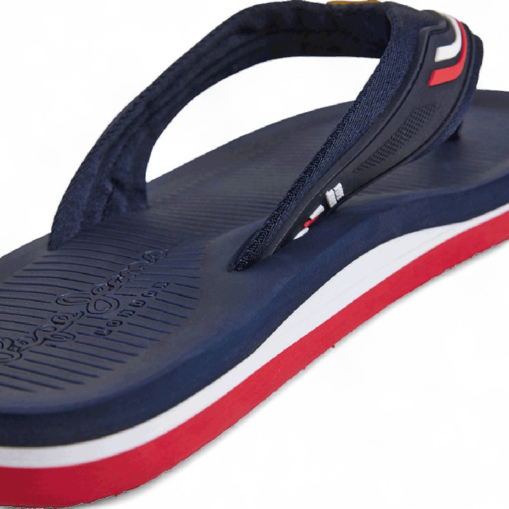 Chanclas Pepe Jeans west club azules con detalles blancos, rojos y marrones - Querol online