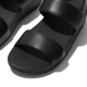 Sandalias cuña FITFLOP lulu adj negras brillantes con cierre con velcro - Querol online
