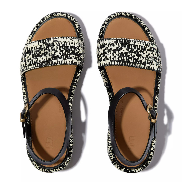 Sandàlies plataformes FITFLOP woven negres i blanques - Querol online