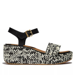 Sandàlies plataformes FITFLOP woven negres i blanques - Querol online