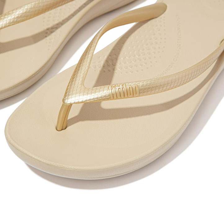 Chanclas FITFLOP iqushion doradas con suela gruesa - Querol online
