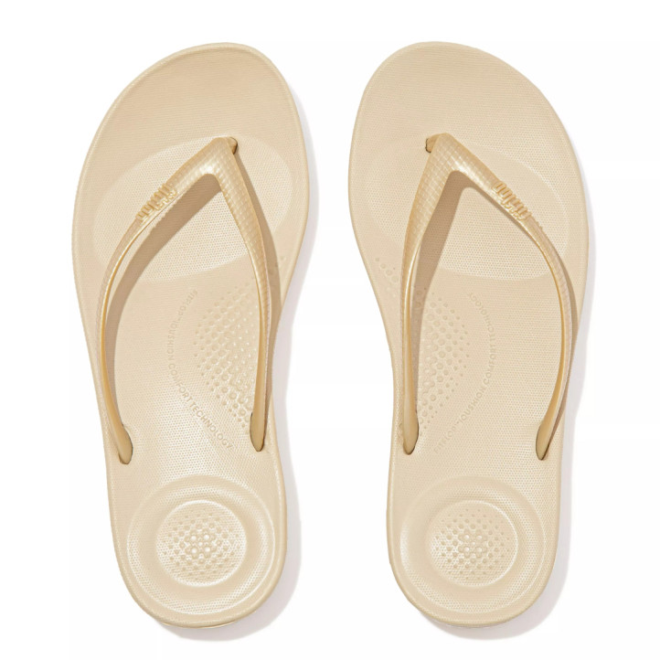 Chanclas FITFLOP iqushion doradas con suela gruesa - Querol online