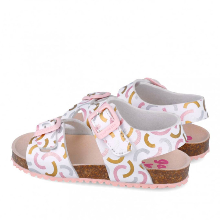 sandalias Garvalin 252466 blancas con detalles de colores y plantilla bio - Querol online
